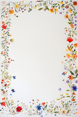 Hand-Painted Floral Frame on Textured Paper