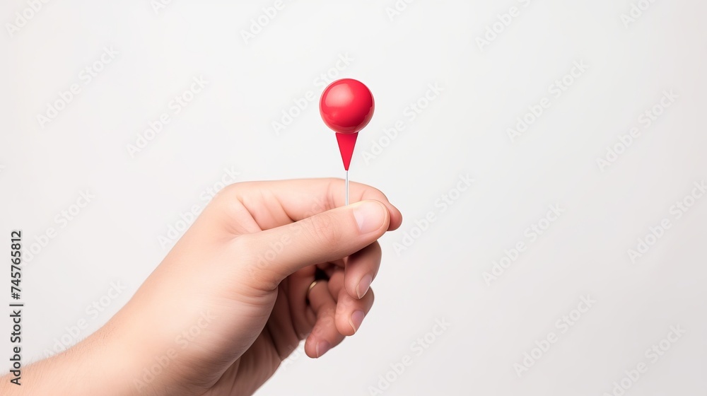 Aufkleber white map pointer 3d pin in hand isolated on white background