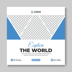 Obraz premium Creative travel holiday vacation social media post design template