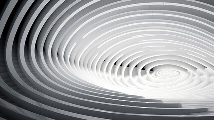 Abstract Futuristic Architecture Circular Concentric Background. Wave Outdoor Structures. Minimal Futuristic Technology Design as Geometric Urban Texture Wallpaper. Close-up 3d Rendering Pattern