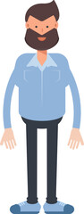 Beard Man Character Standing
