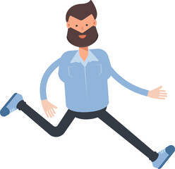 Beard Man Character Walking
