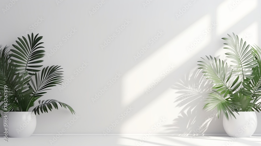 Poster abstract white studio background for product presentation. empty room with shadows of window and flo