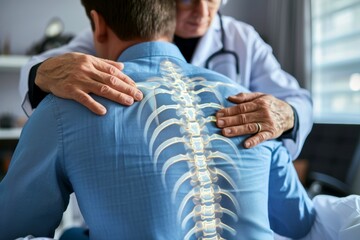 Close-up, Doctor massaging patient back, back pain physiotherapy