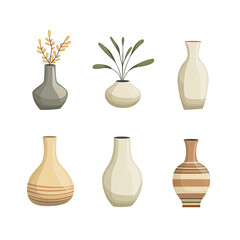 Fototapeta na wymiar flat logo vector realistic minimalistic vases of various size and shape for modern room interior vector illustration white background 