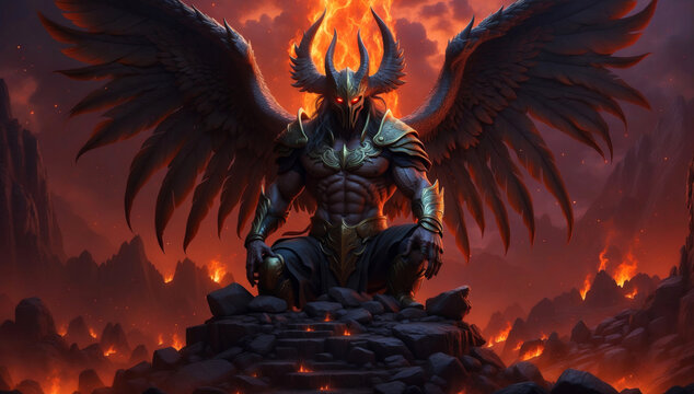 A demonic gatekeeper at the gate to hell