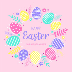 Colourful Easter greeting card. Modern style background with Easter egg. Vector illustration
