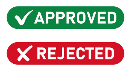 Approved and rejected vector flat icons set