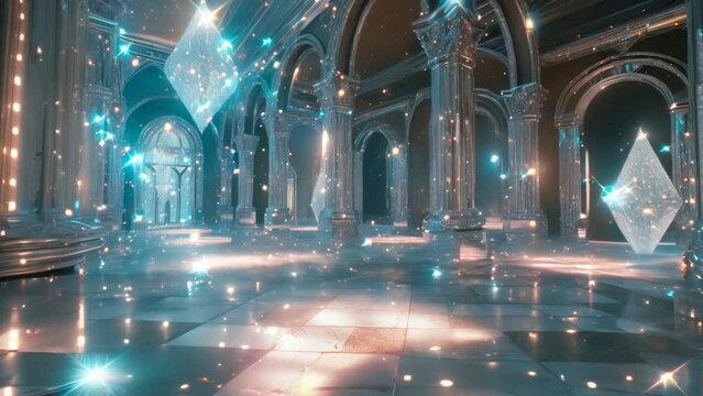 Inside the Enchanted Diamond Citadel: A Glittering Spectacle. Generative ai
