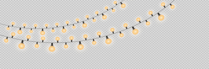 Christmas lights on a transparent background. Christmas glowing garland. Vector illustration