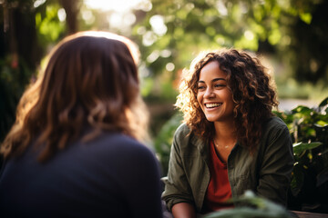 African American female counselor demonstrating empathy during a breakthrough session with a client, highlighting the importance of mental health support and therapeutic communication - obrazy, fototapety, plakaty