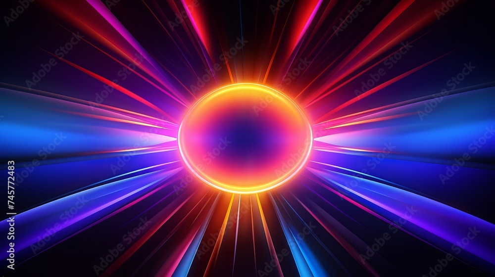 Poster colorful motion elements with neon led illumination. abstract futuristic background