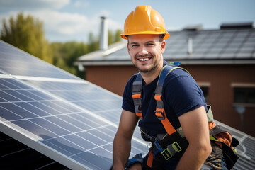 portrait of male solar panel installer looking at camera