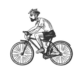 Obraz premium Road cyclist hand-drawn illustration. Cyclist. Vector doodle style cartoon illustration 