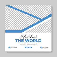 Obraz premium Travel holiday tourism social media post design template