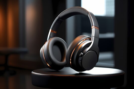 Detailed image of a noise-canceling headphones' elegant design with emphasis on comfort