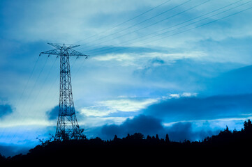 High voltage lines in the sky.