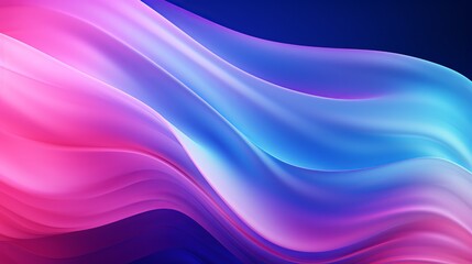 Fluorescent background. Blur curved texture. Futuristic light. Defocused neon pink purple blue color gradient glow on dark ridged abstract overlay