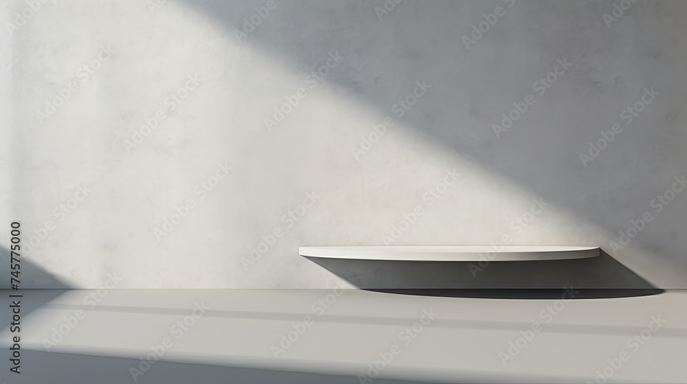 Poster gray background for product presentation with shadow and light from windows