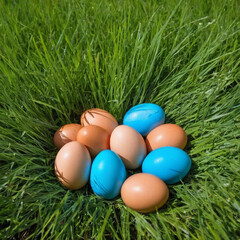 Fototapeta na wymiar photo of a easter eggs in grass