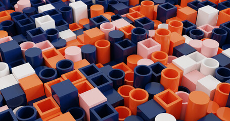 Obraz premium Colorful 3D Cubes and Cylinders
