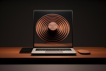 Crisp image showcasing an elegant laptop stand and a wireless charging pad