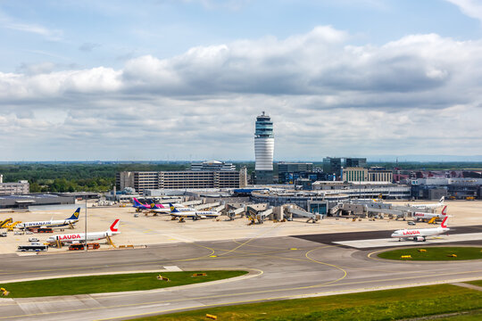 Aerial view photo of Vienna Airport in Austria