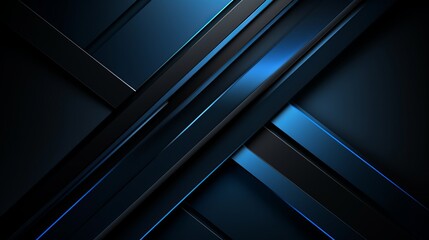 Modern black blue abstract background. Minimal. Color gradient. Dark. Web banner. Geometric shape. 3d effect. Lines stripes triangles. Design. Futuristic. Cut paper or metal effect. Luxury. Premium