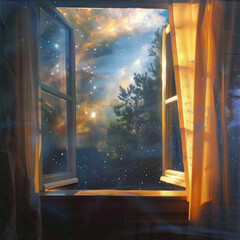 open window to the stars bright atmosphere photo