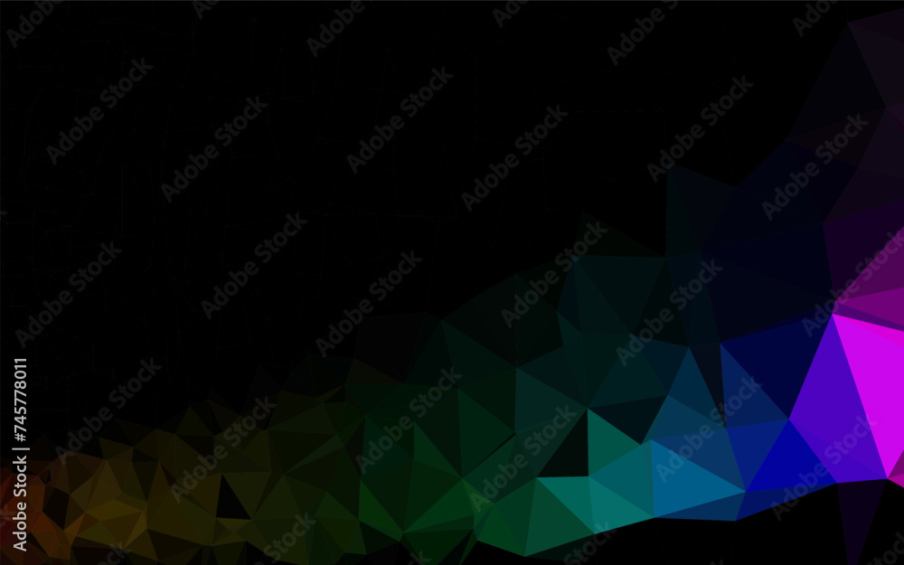 Poster dark multicolor, rainbow vector shining triangular background.