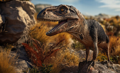 Obraz premium Prehistoric Predator in Natural Habitat Created with Generative AI Technology