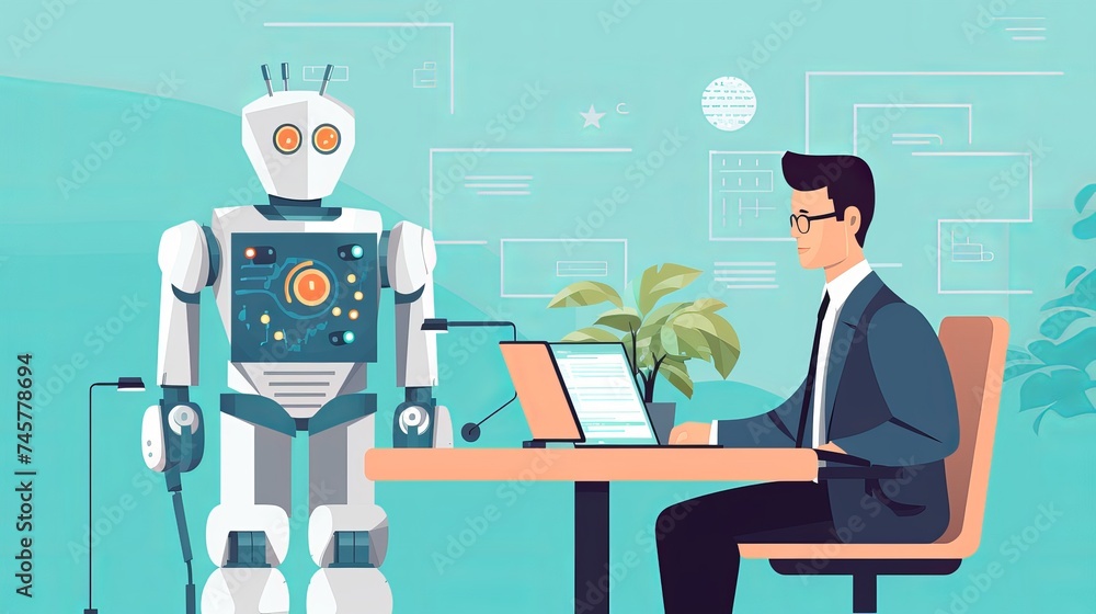 Poster robot taking job artificial intelligence computer vs human resources