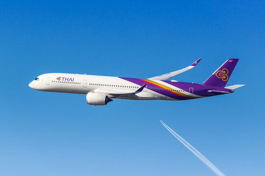 Thai Airways Airbus A350-900 airplane at Munich Airport in Germany