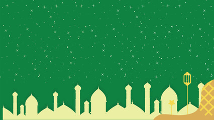 grass background with mosque illustration