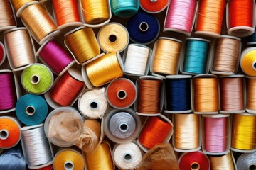 Assorted Spools of Thread Arranged Together