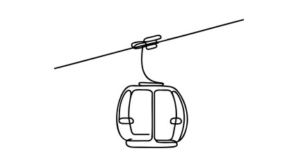 Vector Cableway. One line style illustration on white background © artisttop