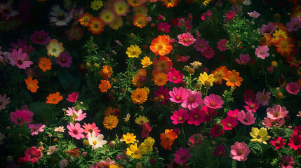 Bouquet of beautiful flowers on a flowerbed