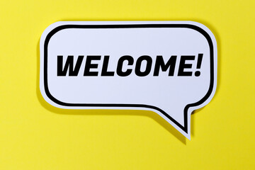 Welcome hospitality speech bubble communication concept talking saying - 745781252
