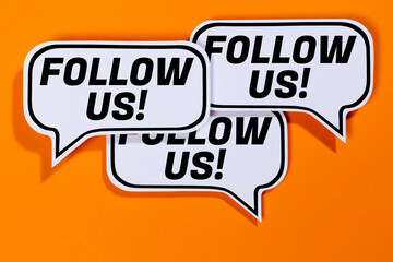 Follow us follower followers fans likes social networking media internet in speech bubbles...