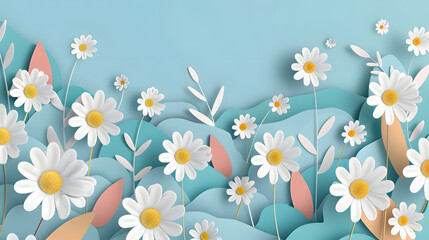 Нappy Mother's Day Sale background with beautiful chamomile flowers. 
