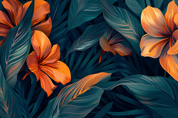 tropical floral background for wallpaper in the style - obrazy, fototapety, plakaty