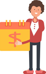 Frizzy Hair Man Character and Payment Date Calendar
