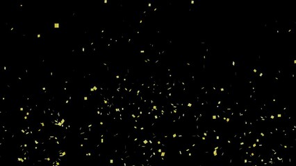 Gold confetti explosion animation over the black background.