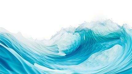 Beautiful sea waves with foam of blue and turquoise color isolated on white background