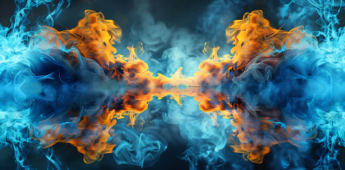 two water fire and blue smoke images 4 in the style o