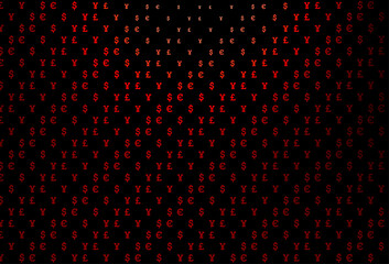 Dark red vector template with EUR, USD, GBP, JPY.