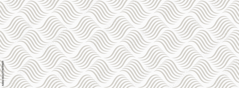 Wall mural vector wave seamless pattern. geometric wavy gray and white texture. simple geometric curve texture 