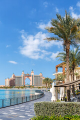 Dubai Atlantis Hotel on artificial island The Palm Jumeirah luxury vacation portrait format