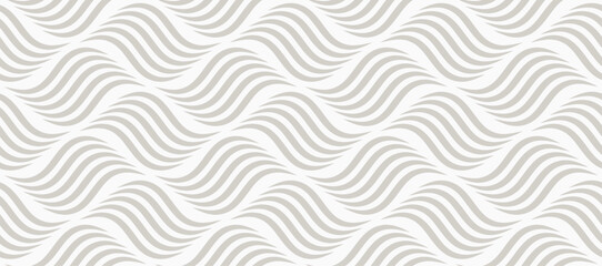 Grey wavy line abstract seamless pattern. 