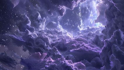 view through the clouds of starry space in the style  - obrazy, fototapety, plakaty